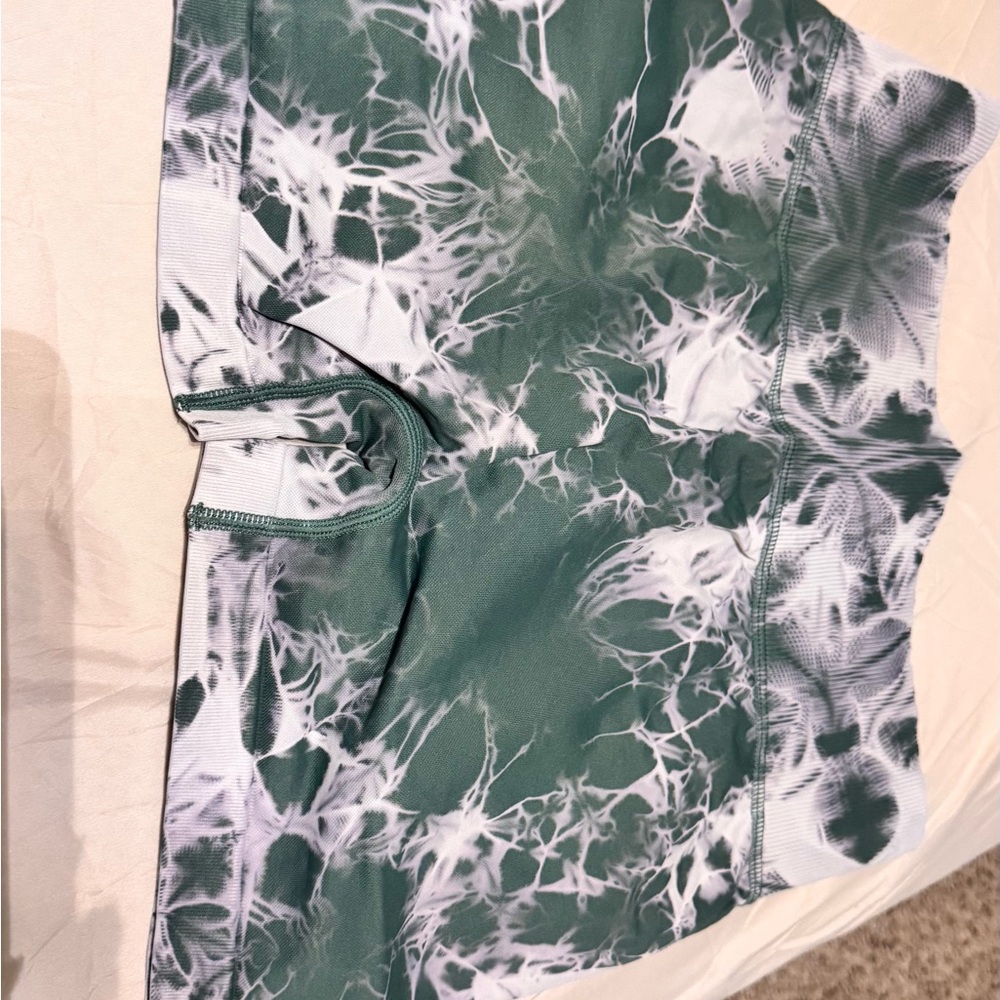 Green and White Patterned Shorts